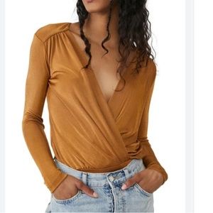 NEW! Free People turnt bodysuit marigold mustard
